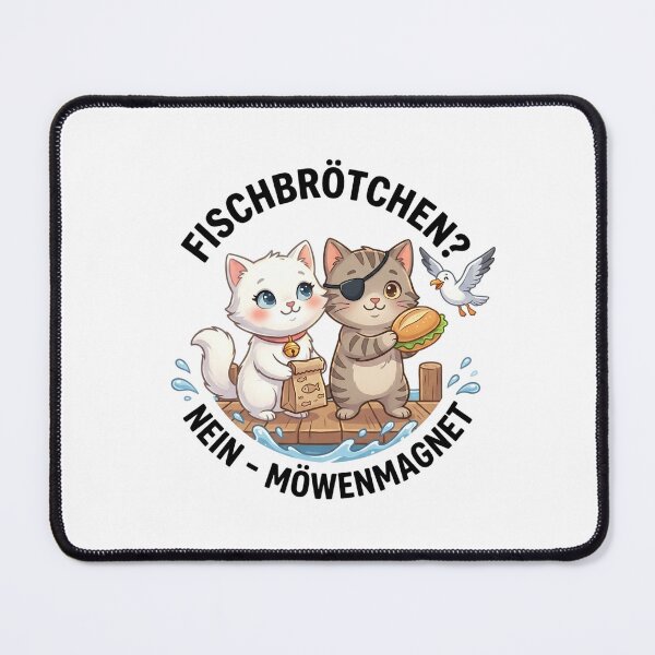 Item preview, Cute cats - fish sandwiches? NO Seagull magnet coastal design designed and sold by 1smillaundfiete.