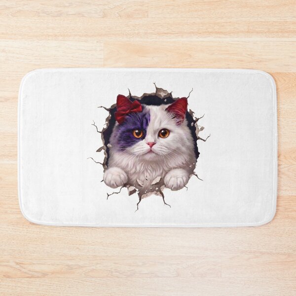 Item preview, Cute Cat Breaking Through Wall with Red Bow Funny designed and sold by StackedPixels.