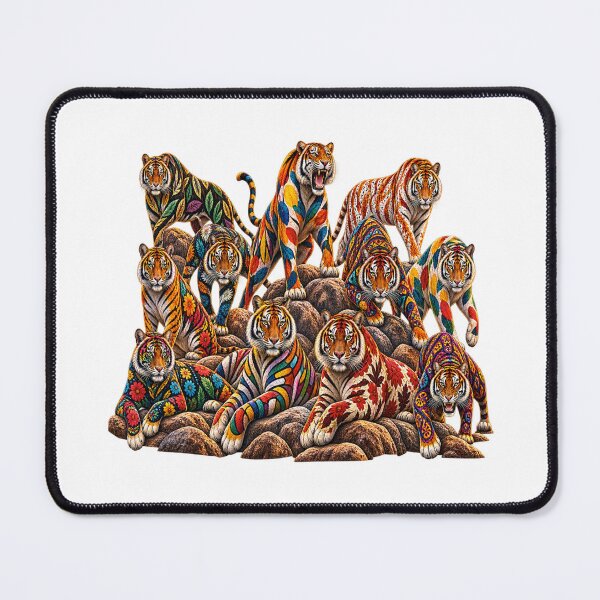 Item preview, Vibrant Floral Tigers – Colorful Wild Cat Wildlife Art designed and sold by Awarrie.