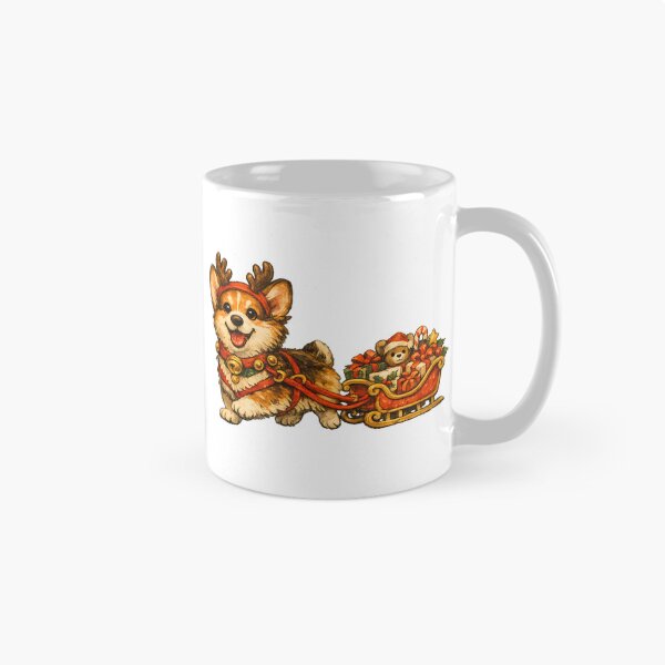 Item preview, Corgi Reindeer Sleigh Retro 1950s Cozy Christmas Gift designed and sold by Artycom.