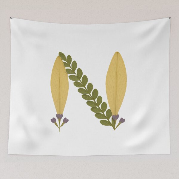 Item preview, Vintage Botanical Yellow Leaf Letter N designed and sold by ITCHAWAWAA.