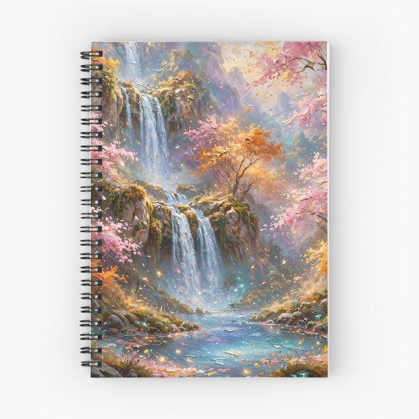 Item preview, Waterfall Autumn Fantasy Forest Oil Painting designed and sold by Jozefin's Studio.