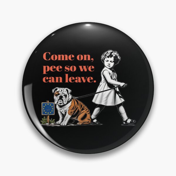Item preview, Copy of Young Girl Walking Bulldog Beside EU Sign With Humorous 'Leave' Message — Political Cartoon Style designed and sold by portokalis.