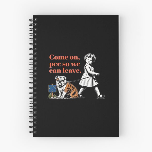 Item preview, Copy of Young Girl Walking Bulldog Beside EU Sign With Humorous 'Leave' Message — Political Cartoon Style designed and sold by portokalis.