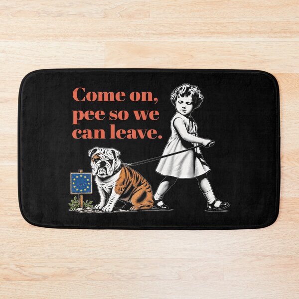 Item preview, Copy of Young Girl Walking Bulldog Beside EU Sign With Humorous 'Leave' Message — Political Cartoon Style designed and sold by portokalis.