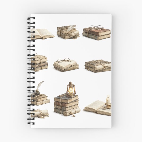 Item preview, Vintage Stacked Books Quill Oil Lamp Dark Academia Reader Sticker pack Sheet designed and sold by Rehnair.
