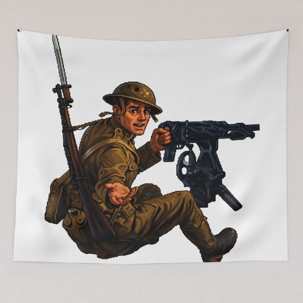 Item preview, Pixel Art WWI Doughboy Machine Gun Soldier designed and sold by aigcx.