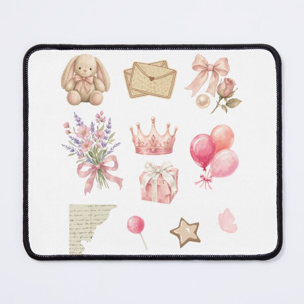 Item preview, Vintage Soft Pink Crown Bunny Envelopes Flowers Aesthetic Sticker pack Sheet designed and sold by Rehnair.