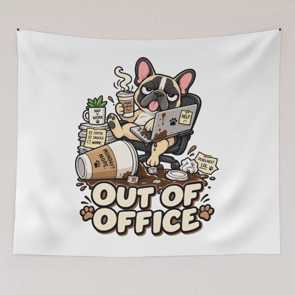 Item preview, Out Of Office French Bulldog | Funny Frenchie Work From Home Coffee designed and sold by KnrNazimTHRE4DS.