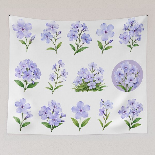 Item preview, Soft Blue Phlox Flower Bouquet Vintage Botanical Floral Aesthetic Sticker pack Sheet designed and sold by Rehnair.
