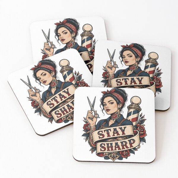 Item preview, Female Barber Stay Sharp Tattoo Emblem designed and sold by Barber MD Culture.