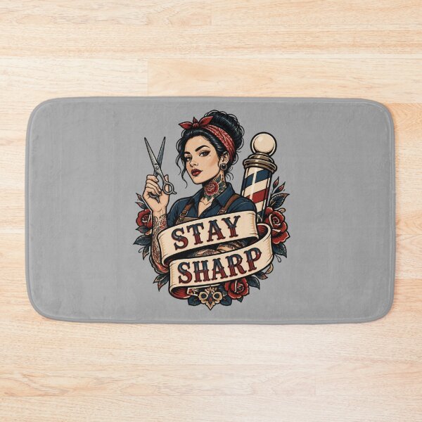 Item preview, Female Barber Stay Sharp Tattoo Emblem designed and sold by Barber MD Culture.