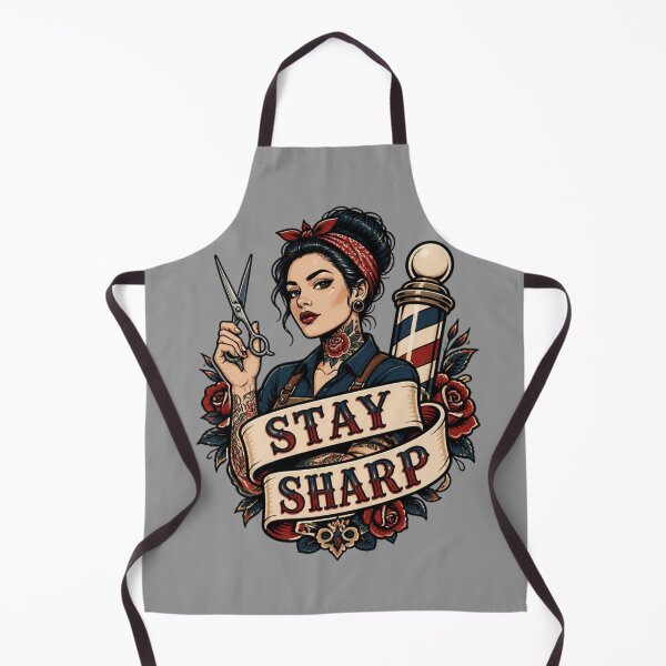 Item preview, Female Barber Stay Sharp Tattoo Emblem designed and sold by Barber MD Culture.