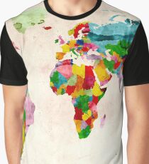 World Map Watercolors Graphic T-Shirt