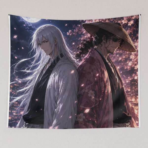 Item preview, Moonlit Samurai Warriors – Japanese Cherry Blossom Katana Art designed and sold by Dyan4.
