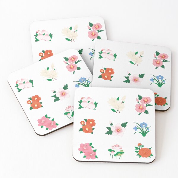 Item preview, Asian Botanical Floral Peach Lotus Hibiscus Aesthetic Sticker pack Sheet designed and sold by Rehnair.