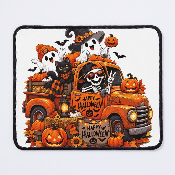 Item preview, Halloween Pumpkin Truck Ghost Skeleton Black Cat designed and sold by Sunday.Supply.