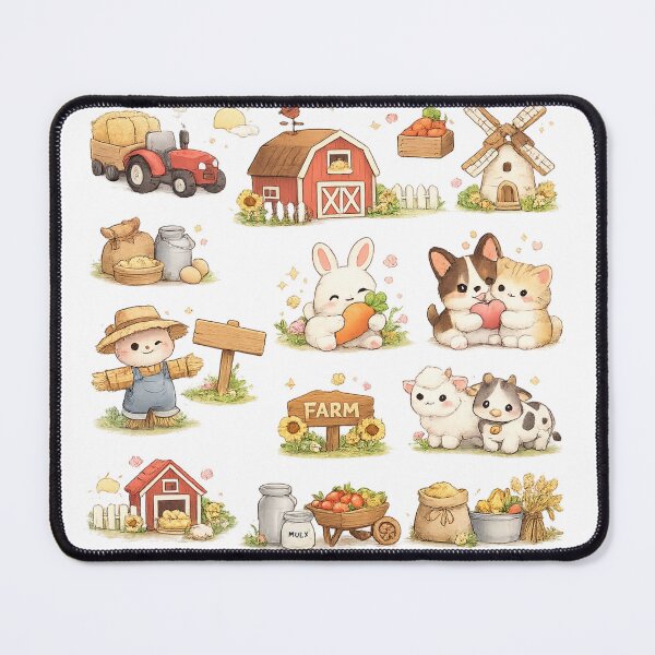 Item preview, Cute Kawaii Farm Animals Red Barn Windmill Tractor Aesthetic Sticker pack Sheet designed and sold by Rehnair.