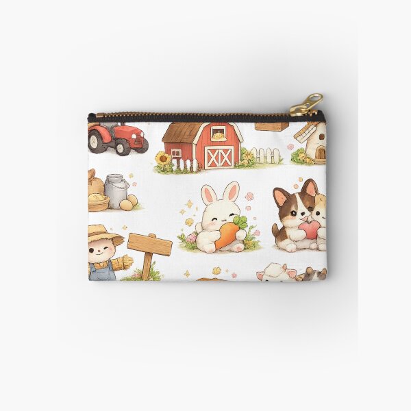 Item preview, Cute Kawaii Farm Animals Red Barn Windmill Tractor Aesthetic Sticker pack Sheet designed and sold by Rehnair.