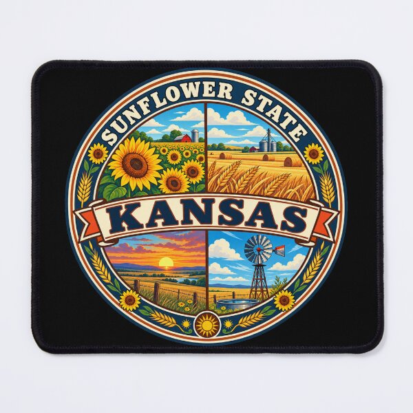 Item preview, Kansas Sunflower State Vintage Country Souvenir Badge designed and sold by DreamLayerStudio.