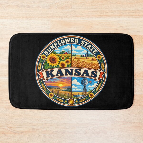 Item preview, Kansas Sunflower State Vintage Country Souvenir Badge designed and sold by DreamLayerStudio.
