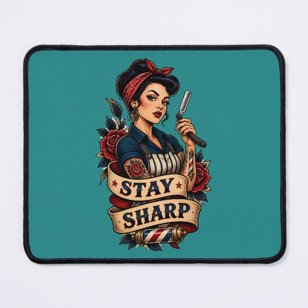 Item preview, Lady Barber Razor Stay Sharp Tattoo Emblem designed and sold by Barber MD Culture.