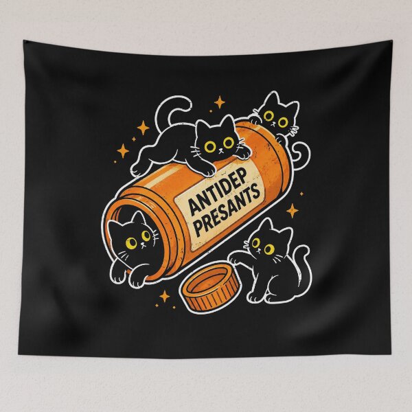 Item preview, Playful black cats with a antidepressants bottle design designed and sold by rafaeltto.