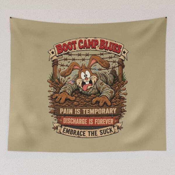 Item preview, Nervous Rabbit Boot Camp Blues – Military Training Humor designed and sold by MischiefFoundry.