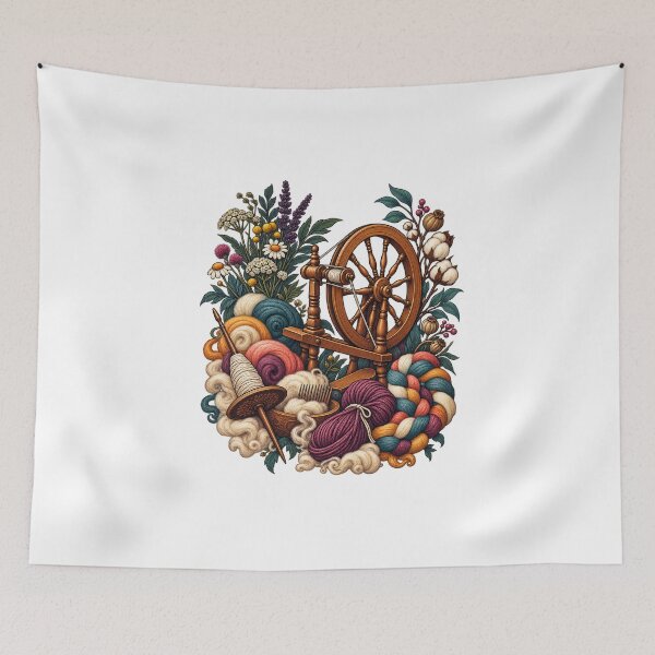 Item preview, Decorative Spinning Wheel and Fiber Art designed and sold by UrbanCanvvas.