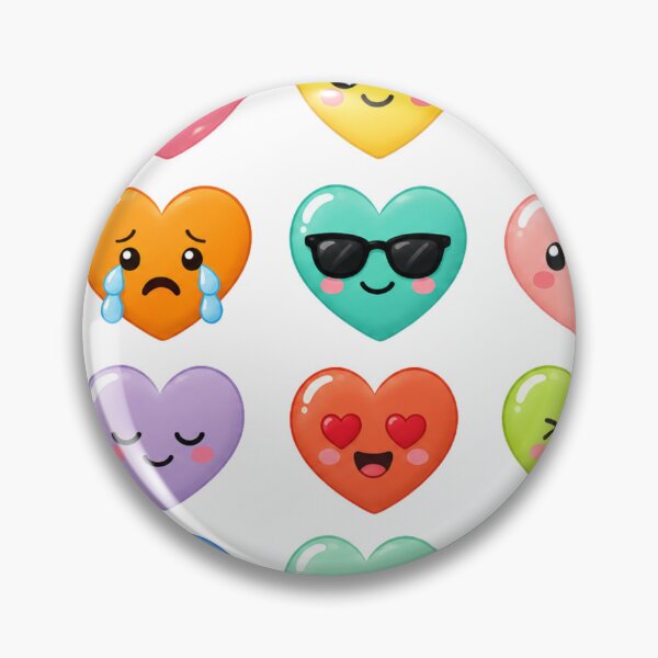 Item preview, Cute Kawaii Heart Emoji Set Colorful Emotion Expression Aesthetic Sticker pack Sheet designed and sold by Rehnair.