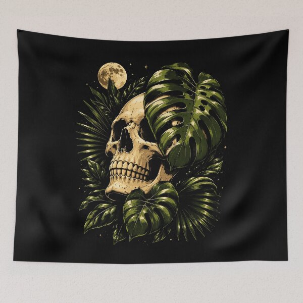 Item preview, Skull with Tropical Leaves and Moon Halloween designed and sold by rafaeltto.