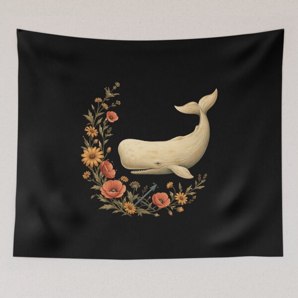 Item preview, White Whale, Poppies and Crossed Harpoons designed and sold by Fenay Designs.