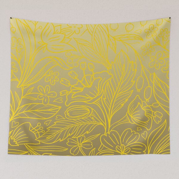 Item preview, Folk Botanical Tapestry – Delicate Flower & Berry Gradient Pattern | Yellow designed and sold by Frohyou.