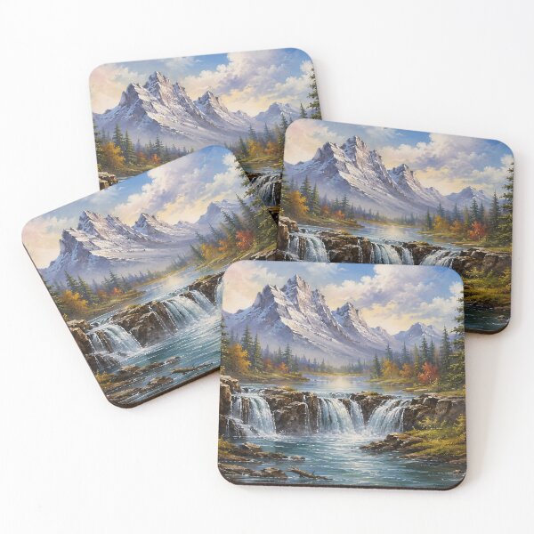 Item preview, Autumn Mountain Waterfall Landscape Vintage Oil Painting designed and sold by Jozefin's Studio.