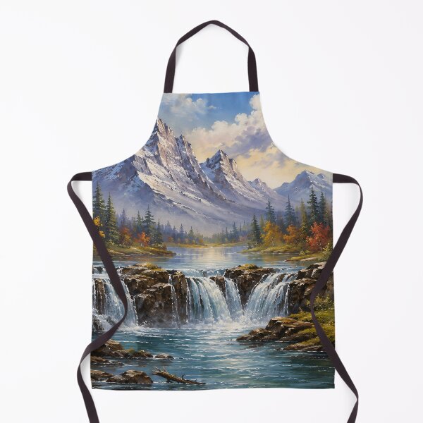Item preview, Autumn Mountain Waterfall Landscape Vintage Oil Painting designed and sold by Jozefin's Studio.