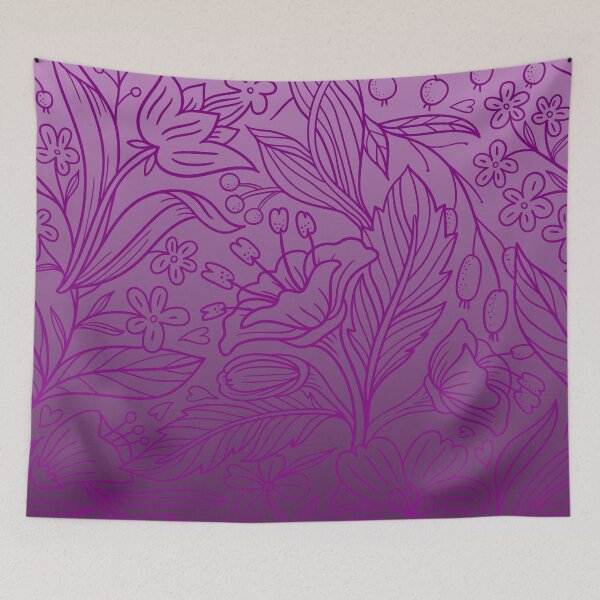 Item preview, Folk Botanical Tapestry – Delicate Flower & Berry Gradient Pattern | Purple designed and sold by Frohyou.