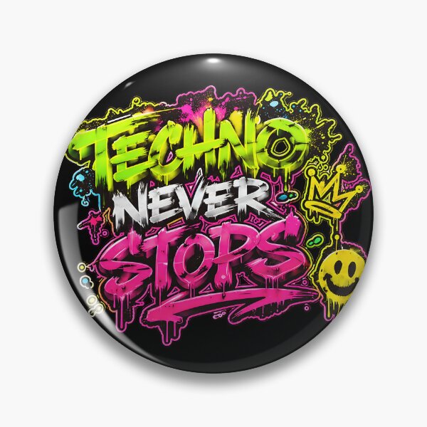 Item preview, Techno Never Stops – Neon Graffiti Rave Street Art designed and sold by RH Design Lab.