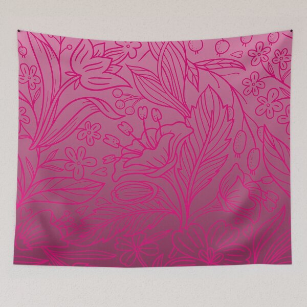 Item preview, Folk Botanical Tapestry – Delicate Flower & Berry Gradient Pattern | Pink designed and sold by Frohyou.