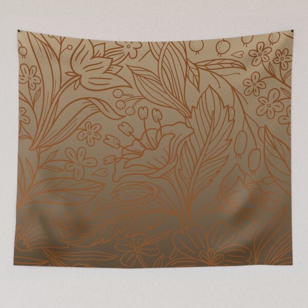 Item preview, Folk Botanical Tapestry – Delicate Flower & Berry Gradient Pattern | Brown designed and sold by Frohyou.