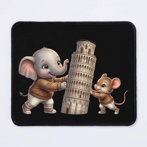 Item preview, Cute Elephant and Mouse Leaning Tower of Pisa Travel designed and sold by BonnieGlam13.