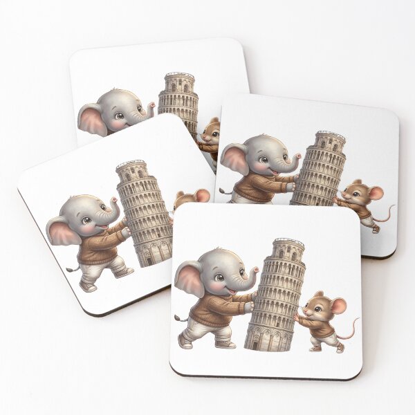 Item preview, Cute Elephant and Mouse Leaning Tower of Pisa Travel designed and sold by BonnieGlam13.