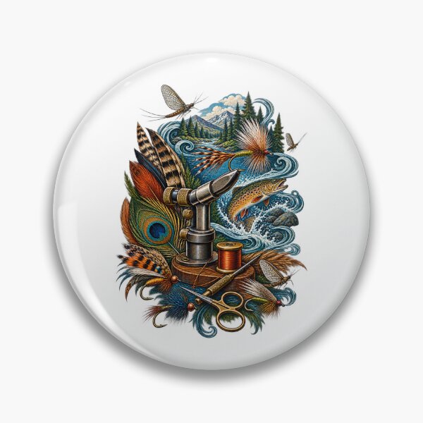 Item preview, Decorative Fly Tying Bench and River Art designed and sold by UrbanCanvvas.
