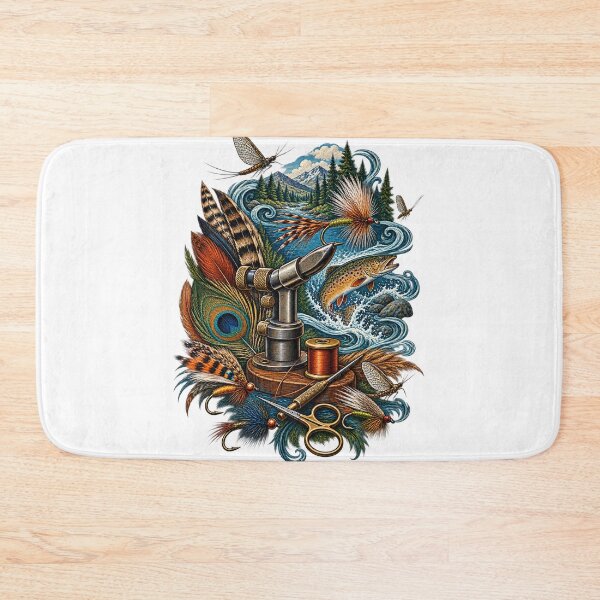 Item preview, Decorative Fly Tying Bench and River Art designed and sold by UrbanCanvvas.