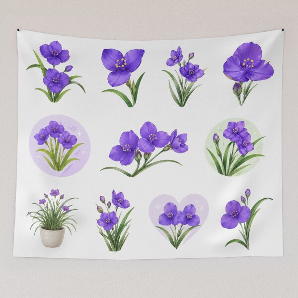 Item preview, Blue Spiderwort Flower Botanical Set Asiatic Dayflower Floral Aesthetic Sticker pack Sheet designed and sold by Rehnair.