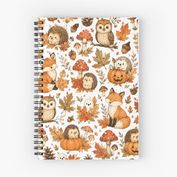 Item preview, Cute Woodland Halloween Animals Autumn Fox Hedgehog Owl Mushroom Pumpkin Pattern designed and sold by DreamPixelPrint.