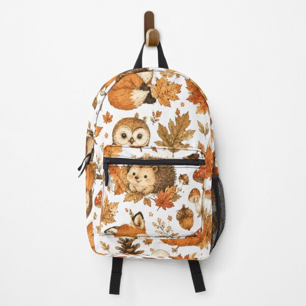 Item preview, Cute Woodland Halloween Animals Autumn Fox Hedgehog Owl Mushroom Pumpkin Pattern designed and sold by DreamPixelPrint.