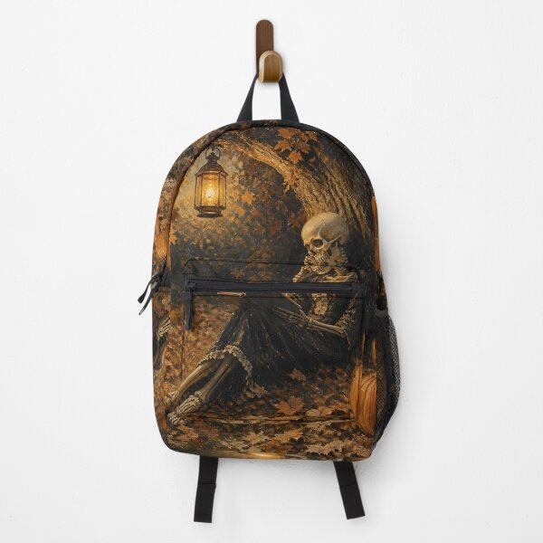 Item preview, Skeleton Woman Reading Book Goth Victorian Dress Autumn Pumpkins designed and sold by GrinGalore.