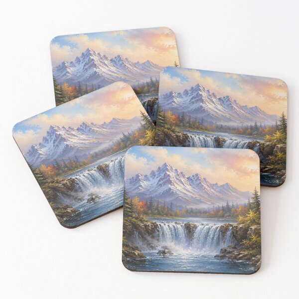 Item preview, Autumn Mountain Waterfall Landscape Oil Painting designed and sold by Jozefin's Studio.