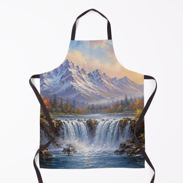 Item preview, Autumn Mountain Waterfall Landscape Oil Painting designed and sold by Jozefin's Studio.
