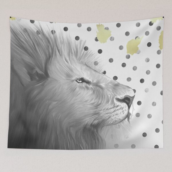 Item preview, Silver Lion on Polka Dots Pattern designed and sold by oursunnycdays.